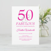 Elegant 50 and Fabulous 50th Birthday Pink 招待状 (スタンド正面)