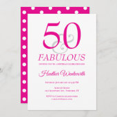 Elegant 50 and Fabulous 50th Birthday Pink 招待状 (正面/裏面)