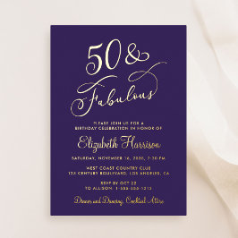 Elegant 50 And Fabulous Purple 50th Birthday Party 箔招待状