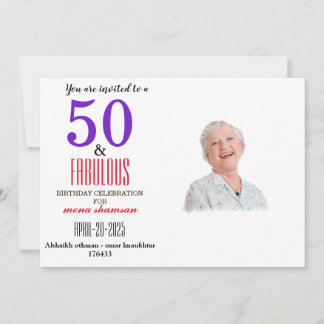 Elegant 50 & Fabulous Birthday 招待状