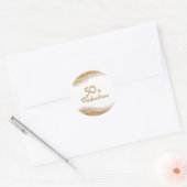 Elegant 50 & Fabulous Gold Birthday ラウンドシール (封筒)