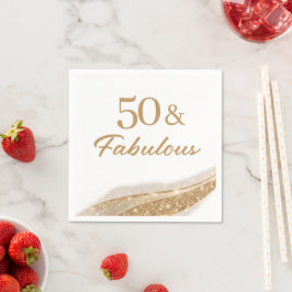 Elegant 50 & Fabulous Gold Birthday Party スタンダードカクテルナプキン