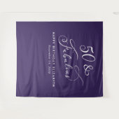 Elegant 50 Fabulous Purple 50th Birthday Party タペストリー (正面(横))