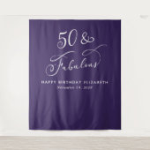 Elegant 50 Fabulous Purple 50th Birthday Party タペストリー (正面)