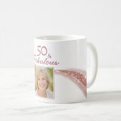 Elegant 50 & Fabulous Rose Gold Photo Birthday  コーヒーマグカップ (正面右)