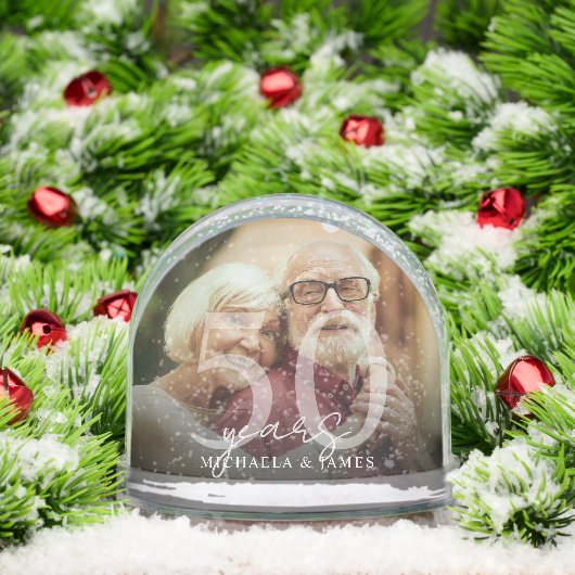 Elegant 50th Anniversary Couple's Names 2-Photo (クリスマス)