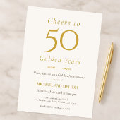 Elegant 50th Anniversary Gold Minimal Classic 招待状