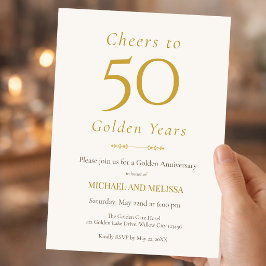 Elegant 50th Anniversary Gold Minimal Classic 招待状