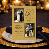 Elegant 50th Anniversary Gold Photo Thank You サンキューカード