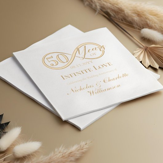 Elegant 50th Anniversary Milestone Infinity Love 箔ナプキン