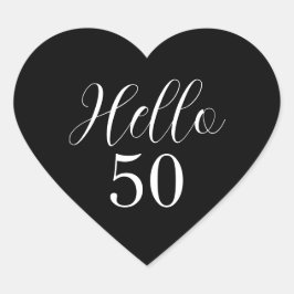 Elegant 50th Birthday Black and White ハートシール