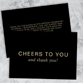 Elegant 50th Birthday Black Gold サンキューカード