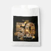 Elegant 50th Birthday Black Gold Gems Sparkle フェイバーバッグ (正面)