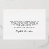 Elegant 50th Birthday Foil Thank You Card 箔招待状 (裏面)