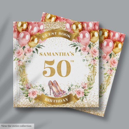 Elegant 50th Birthday Guest Book With Heels ゲストブック