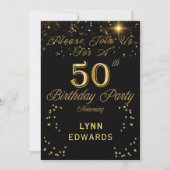 Elegant 50th Birthday Party Invitation Gold 招待状 (正面)