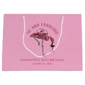 Elegant 50th Birthday Pink Flamingo Novelty ラージペーパーバッグ (正面)