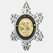 Elegant 50th Golden Wedding Anniversary スノーフレークピューターオーナメント (右)