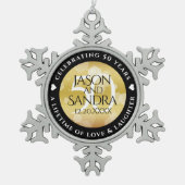 Elegant 50th Golden Wedding Anniversary スノーフレークピューターオーナメント (正面)