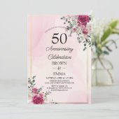 Elegant 50th Wedding Anniversary Floral Celebratio 招待状 (スタンド正面)