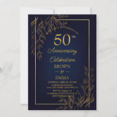 Elegant 50th Wedding Anniversary Floral Celebratio 招待状 (正面)