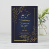 Elegant 50th Wedding Anniversary Floral Celebratio 招待状 (スタンド正面)
