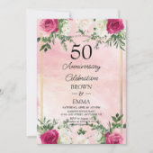 Elegant 50th Wedding Anniversary Floral Celebratio 招待状 (正面)