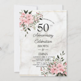 Elegant 50th Wedding Anniversary Floral Celebratio 招待状