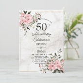 Elegant 50th Wedding Anniversary Floral Celebratio 招待状 (スタンド正面)
