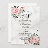 Elegant 50th Wedding Anniversary Floral Celebratio 招待状 (正面/裏面)