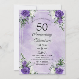 Elegant 50th Wedding Anniversary Floral Celebratio 招待状