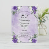 Elegant 50th Wedding Anniversary Floral Celebratio 招待状 (スタンド正面)
