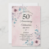 Elegant 50th Wedding Anniversary Floral Celebratio 招待状 (正面)
