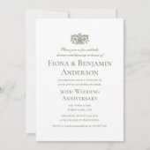 Elegant 50th Wedding Anniversary Green Formal 招待状 (正面)