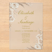 Elegant 50th Wedding Boho Spanish アクリル招待状 (正面)