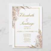 Elegant 50th Wedding Boho Spanish 招待状 (正面)