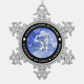 Elegant 51st Sapphire Wedding Anniversary スノーフレークピューターオーナメント (正面)