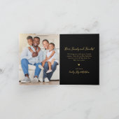 Elegant 5 Photo Collage Black Gold Christmas  シーズンカード (内部)