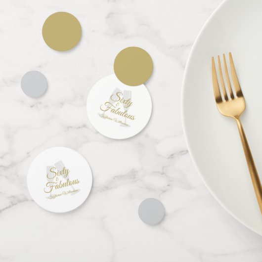 Elegant 60 and Fabulous Birthday Party White Gold  コンフェッティ (グループ)
