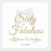 Elegant 60 and Fabulous Birthday Party White Gold  スクエアシール (正面)