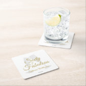 Elegant 60 and Fabulous Birthday Party White Gold  スクエアペーパーコースター (インサイチュ)