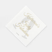 Elegant 60 and Fabulous Birthday Party White Gold  スタンダードランチョンナプキン (角)