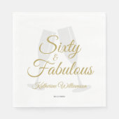 Elegant 60 and Fabulous Birthday Party White Gold  スタンダードランチョンナプキン (正面)
