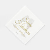 Elegant 60 and Fabulous Birthday Party White Gold  スタンダードランチョンナプキン (角)