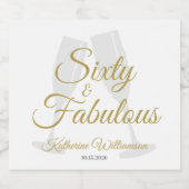Elegant 60 and Fabulous Birthday Party White Gold スパークリングワインラベル (シングルラベル)