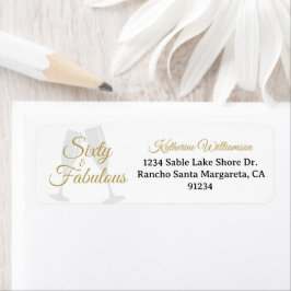 Elegant 60 and Fabulous Birthday Party White Gold  ラベル