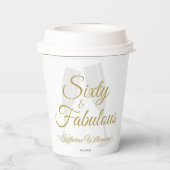 Elegant 60 and Fabulous Birthday Party White Gold  紙コップ (裏面)
