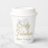 Elegant 60 and Fabulous Birthday Party White Gold  紙コップ (正面)
