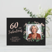 Elegant 60 and Fabulous Flower 60th Birthday Photo カード (スタンド正面)