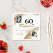 Elegant 60 and Fabulous Gold Photo Birthday Party スタンダードカクテルナプキン (インサイチュ)
